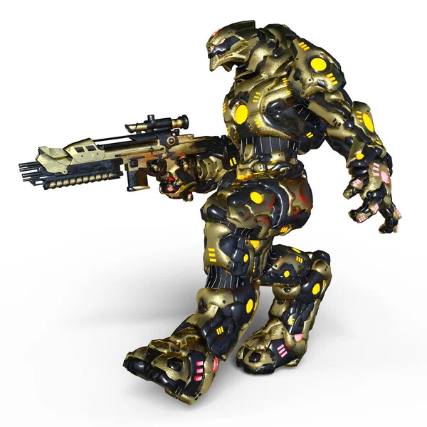 3D CG renderização de um robô de batalha — Fotografia de Stock