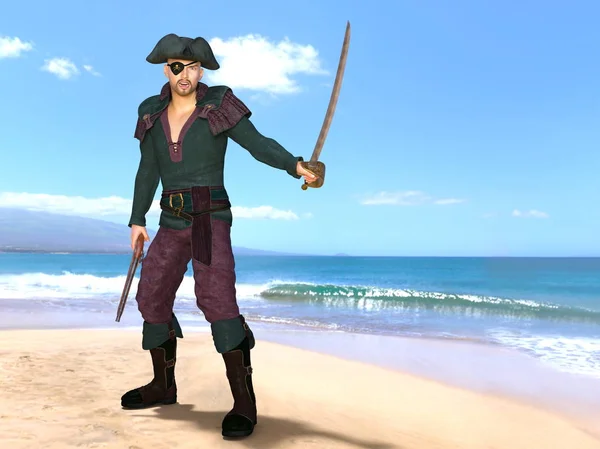 3D rendu 3D d'un pirate — Photo