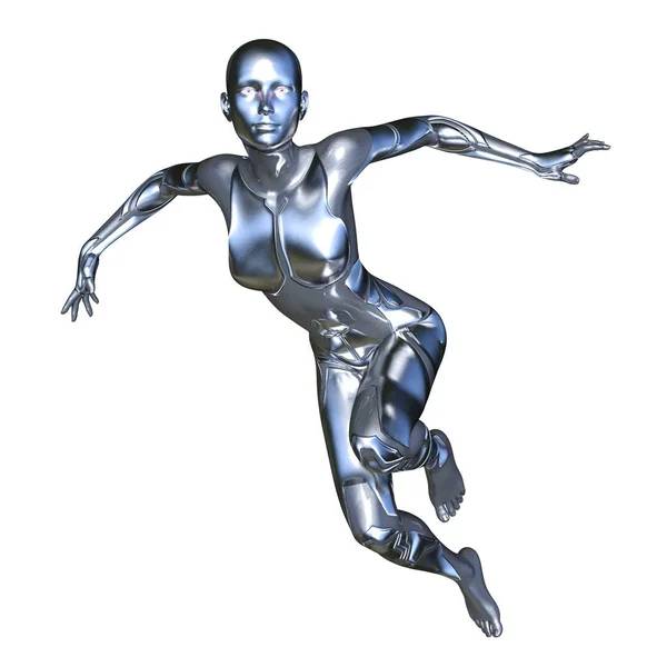 3D-cg rendering van een vrouwelijke cyborg — Stockfoto