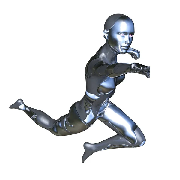 3D-cg rendering van een vrouwelijke cyborg — Stockfoto