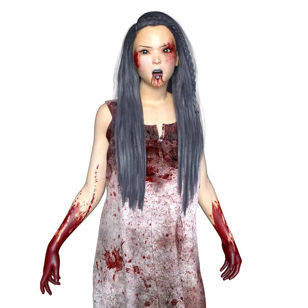 3D CG representación de un zombi femenino — Foto de Stock