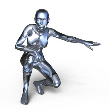 kadın bir cyborg 3d cg render