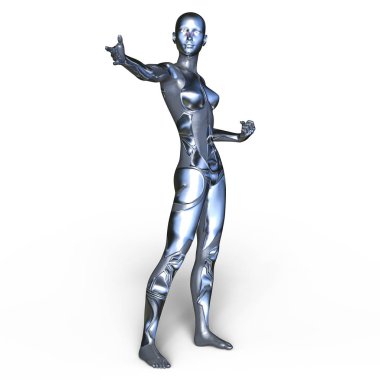 kadın bir cyborg 3d cg render