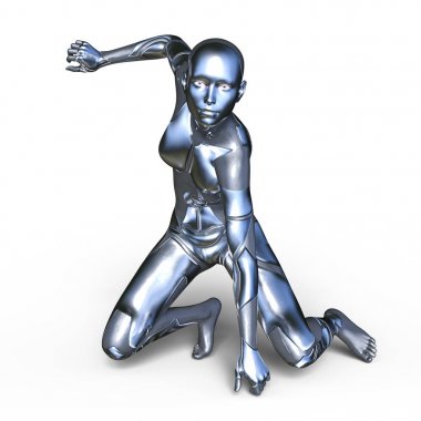 kadın bir cyborg 3d cg render
