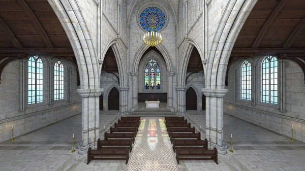 3D cg-rendering av en kyrka — Stockfoto