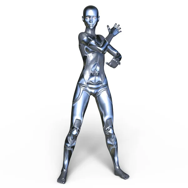 Representación 3D CG de un cyborg femenino — Foto de Stock