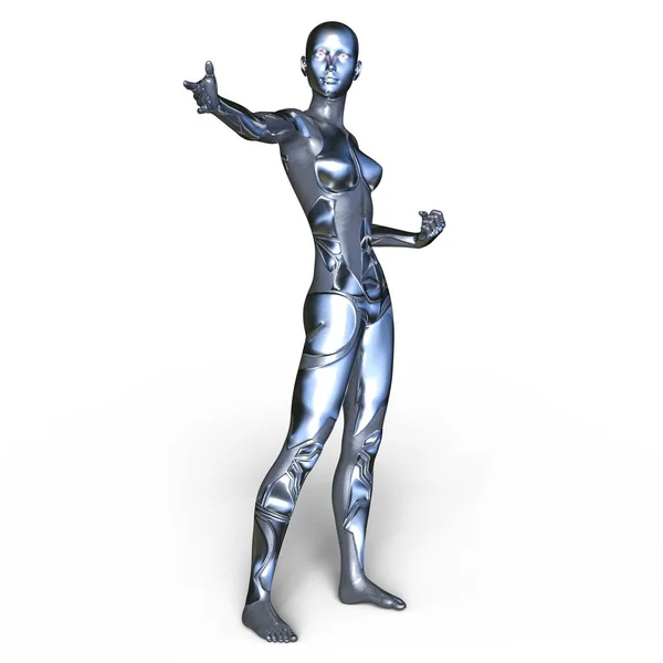 3D CG renderização de um cyborg feminino — Fotografia de Stock