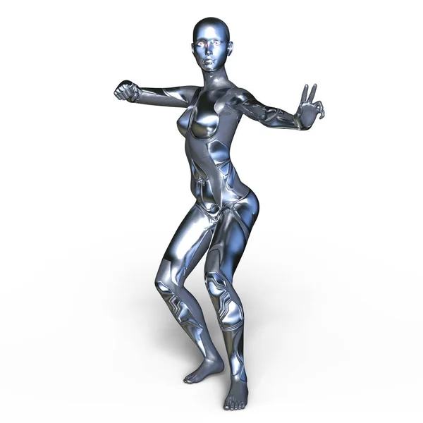 3D CG renderização de um cyborg feminino — Fotografia de Stock