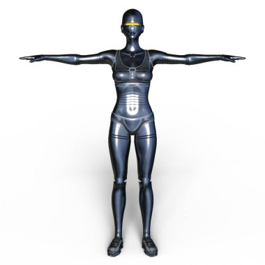 kadın bir cyborg 3d cg render