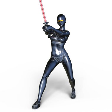 kadın bir cyborg 3d cg render