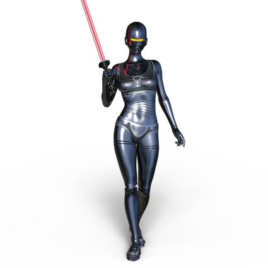 kadın bir cyborg 3d cg render