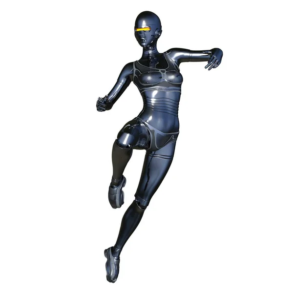 3D cg-rendering av en kvinnlig cyborg — Stockfoto