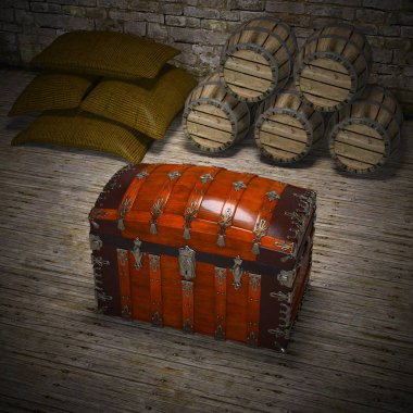 3d cg render bir hazine sandığı