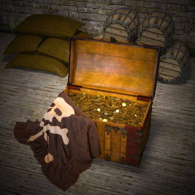 3d cg render bir hazine sandığı