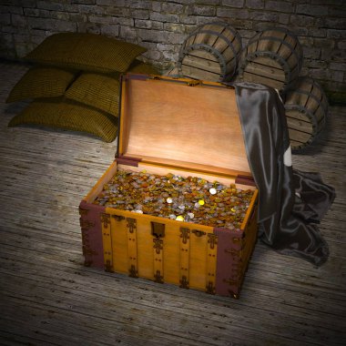 3d cg render bir hazine sandığı