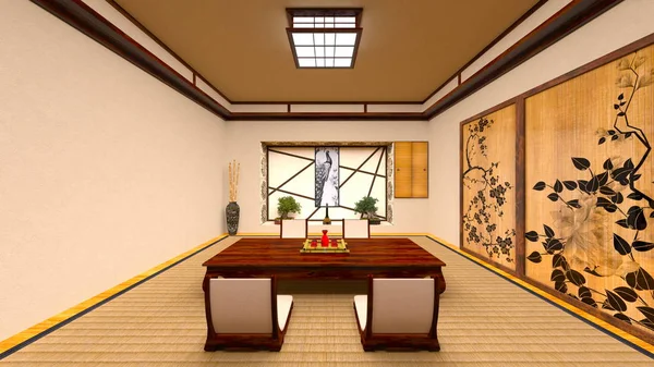 3D CG representación de una habitación de estilo japonés — Foto de Stock