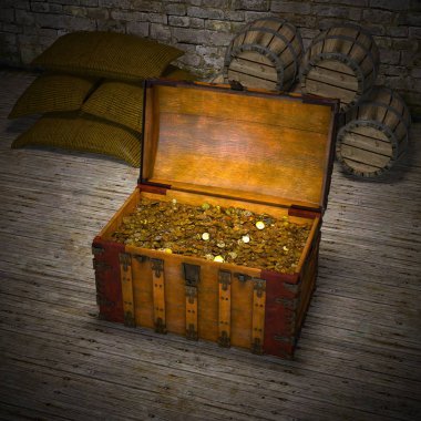 3d cg render bir hazine sandığı