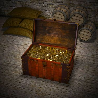 3d cg render bir hazine sandığı