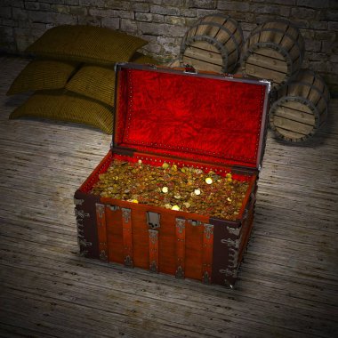 3d cg render bir hazine sandığı