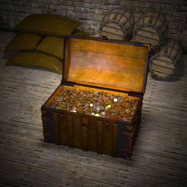 3d cg render bir hazine sandığı