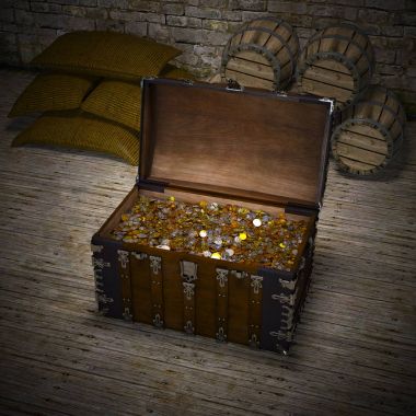 3d cg render bir hazine sandığı