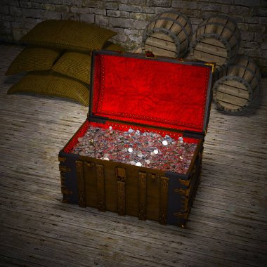 3d cg render bir hazine sandığı