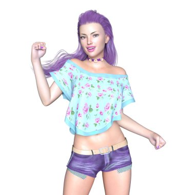 genç bir kadının 3d cg işleme