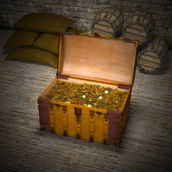 3D CG representación de un cofre del tesoro —  Fotos de Stock