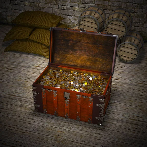 3d cg render bir hazine sandığı