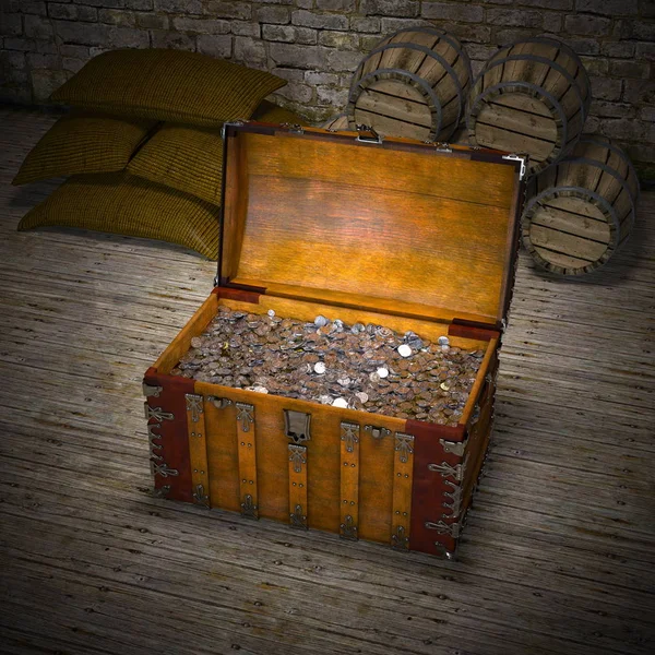 3D CG representación de un cofre del tesoro —  Fotos de Stock