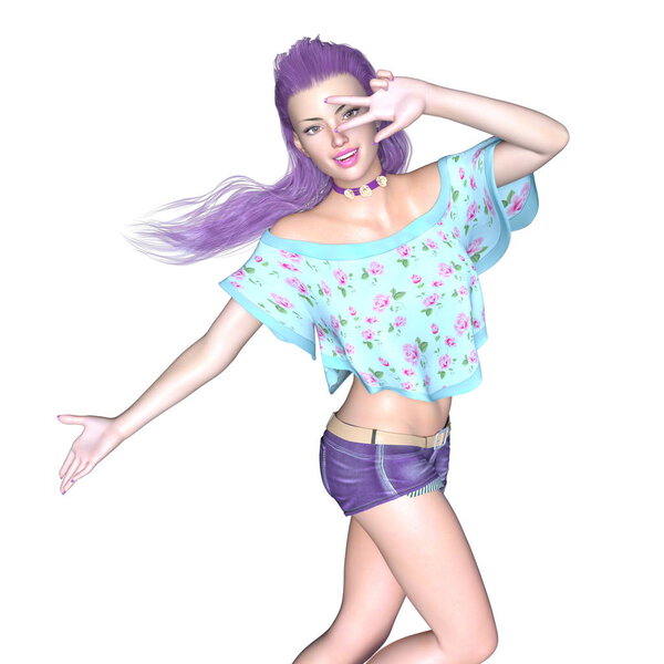 3D CG рендеринг молодой женщины
