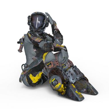 bir kadın astronot 3d cg render