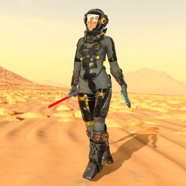 bir kadın astronot 3d cg render