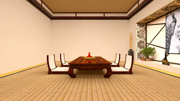 3D CG рендеринг комнаты в японском стиле . — стоковое фото