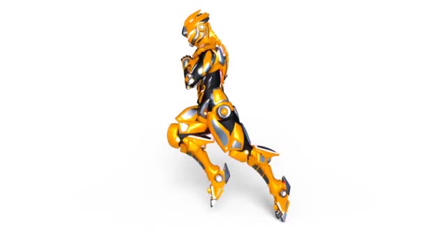 3D-cg-Darstellung eines laufenden Cyborg — Stockvideo