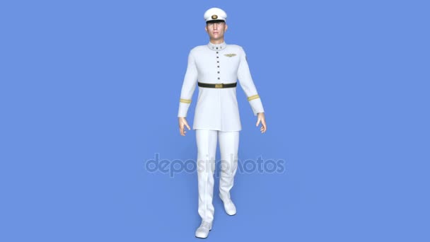 3D CG rendering of a walking serviceman — Stock Video