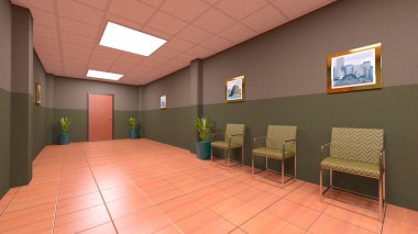 bir koridor 3d cg render
