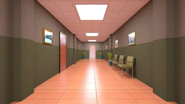 3D-cg rendering van een corridor — Stockfoto