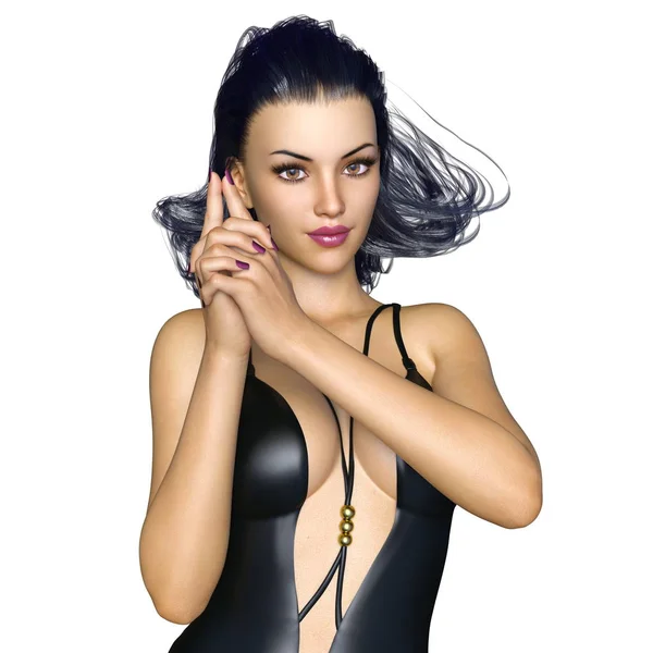 3D vykreslování cg plavání nosí žena — Stock fotografie