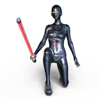 kadın bir cyborg 3d cg render