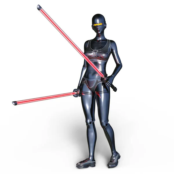 3D CG rendering of a female cyborg — Stock Photo, Image