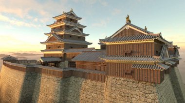 3d cg işleme Japon kale 