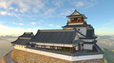 3d cg işleme Japon kale 