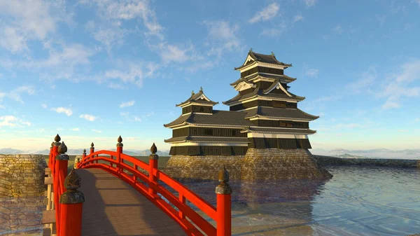 3d cg işleme Japon kale — Stok fotoğraf