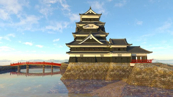 3D rendu 3D du château japonais — Photo