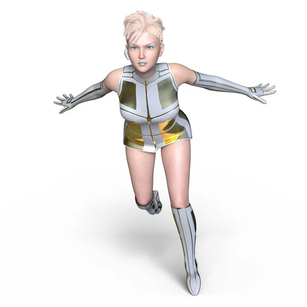 Vykreslování 3D cg ženského bojovníka — Stock fotografie