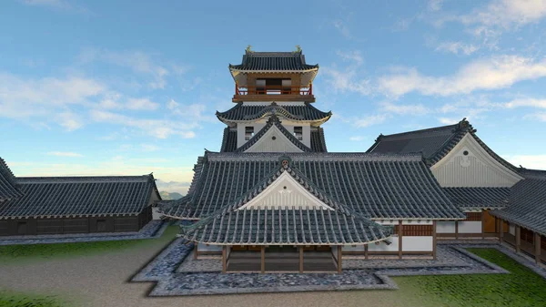 3D CG renderização do castelo japonês — Fotografia de Stock