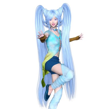 bir çizgi film kızın 3d cg işleme