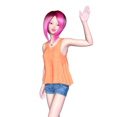 genç bir kadının 3d cg işleme