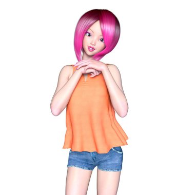 genç bir kadının 3d cg işleme